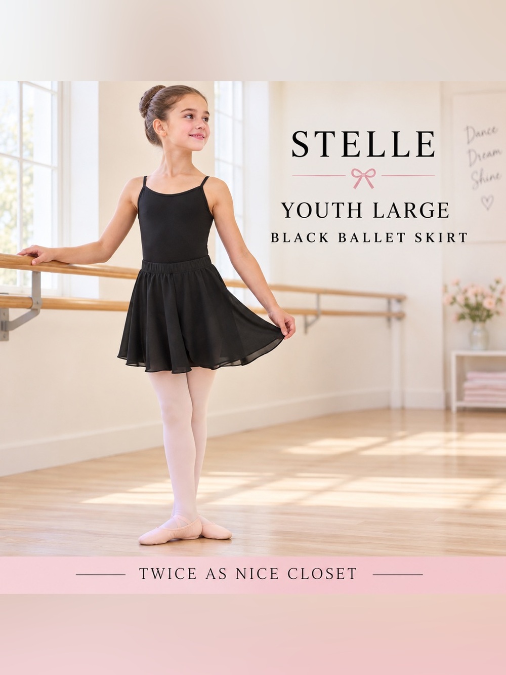 Stelle Black Girls Dance Skirt Elastic Waistband Ballet Youth L